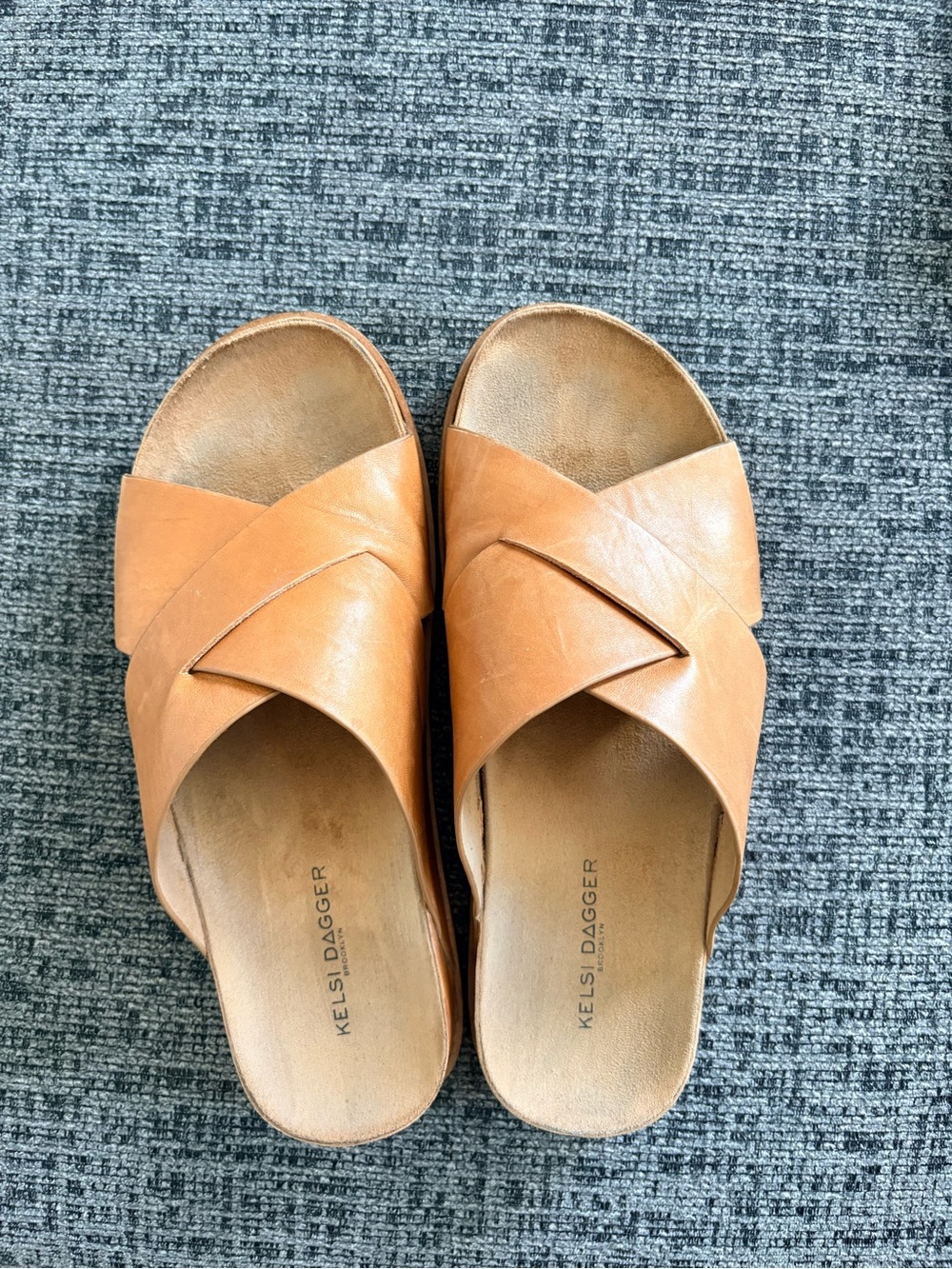 Kelsi Dagger Leather Crisscross Slide Sandals - Picture 2 of 5